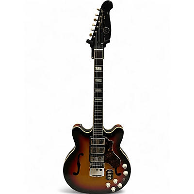 Vintage 1960s Kay STRATFORD 3 Color Sunburst Hollow Body Electric Guitar