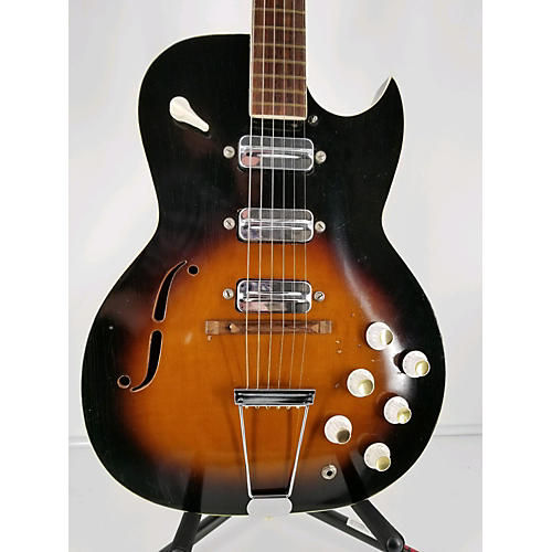 Vintage 1960s Kay Truetone Speed Demon Singlecut 3 Pickups Sunburst Hollow Body Electric Guitar