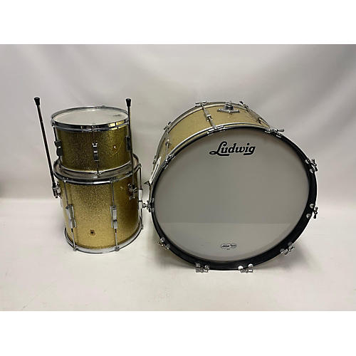 Ludwig Vintage 1960s Ludwig 3 piece Club Date Gold Sparkle Drum Kit gold sparkle