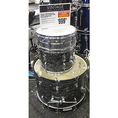 Vintage 1960s Ludwig 3 piece New Yorker & Supraphonic Snare Black Diamond Pearl Drum Kit