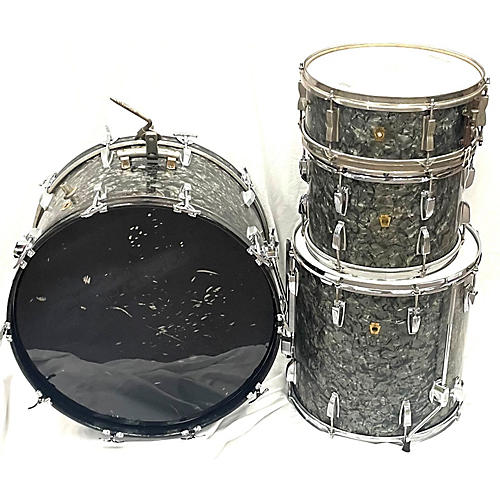 Ludwig Vintage 1960s Ludwig 4 piece 4 Piece Classic Black Diamond Pearl Drum Kit black diamond pearl