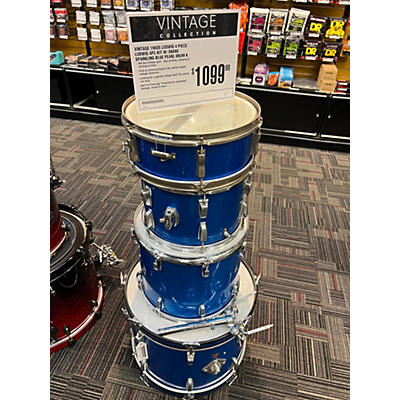 Ludwig Vintage 1960s Ludwig 4 piece Ludwig 4pc Kit W/ Snare Sparkling Blue Pearl Drum Kit