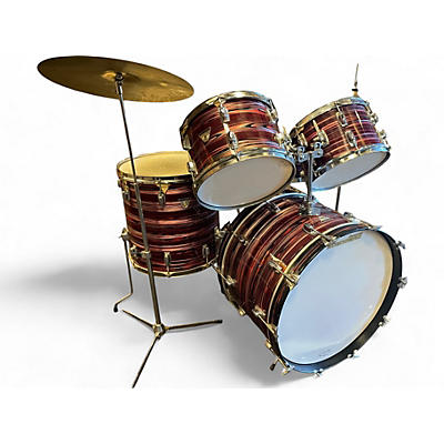 Vintage 1960s Ludwig 5 Piece Standard Ruby Strata Drum Kit