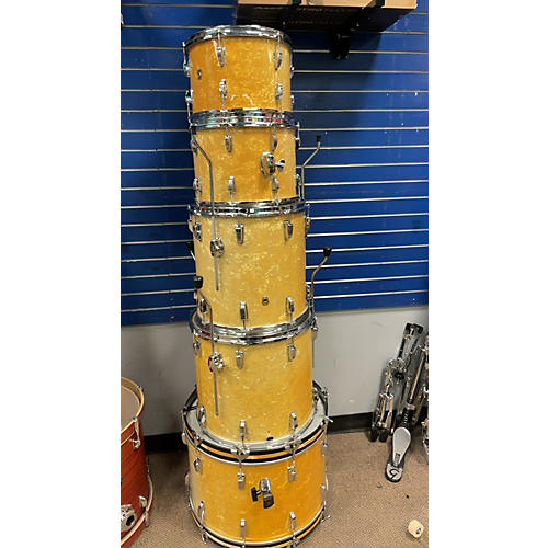 Ludwig Vintage 1960s Ludwig 5 piece 1966 & 67' Hollywood Gold Drum Kit Gold