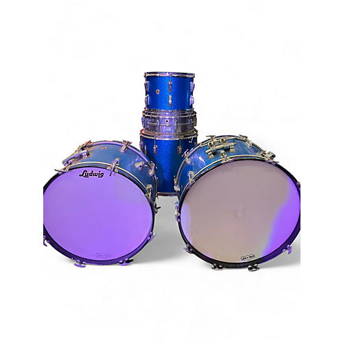 Vintage 1960s Ludwig 6 Piece Keystone Badge Blue Drum Kit Blue