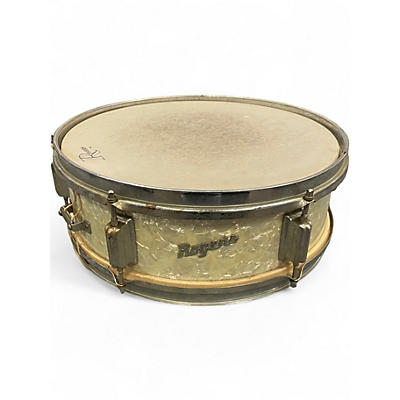 Vintage 1960s Rogers 14X5 Luxor Snare Pearl White Drum