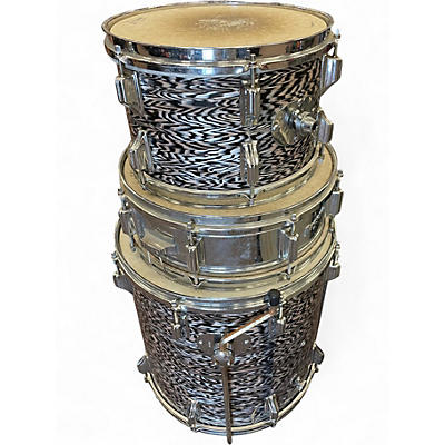 Vintage 1960s Rogers 4 Piece Londoner Black Onyx Pearl Drum Kit