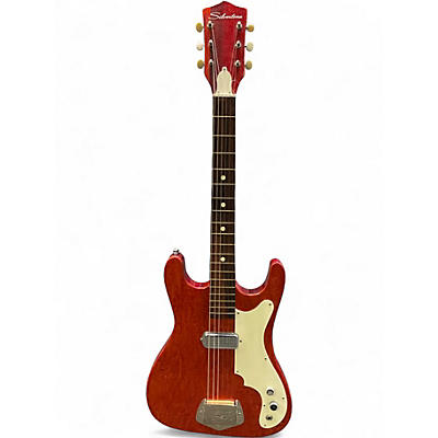 Vintage 1960s Silvertone 1410 Red Solid Body Electric Guitar