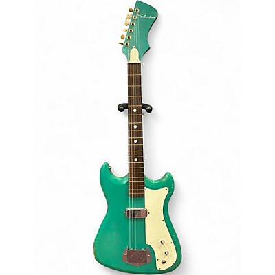 Vintage 1960s Silvertone 1413 Green Solid Body Electric Guitar