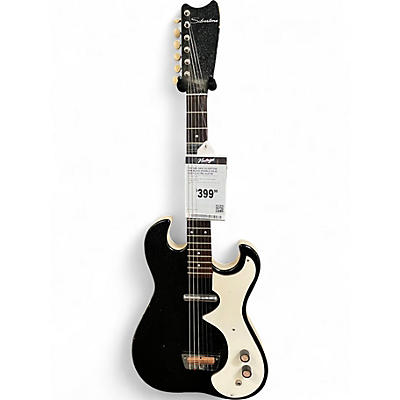 Vintage 1960s Silvertone 1446 Black Sparkle Solid Body Electric Guitar