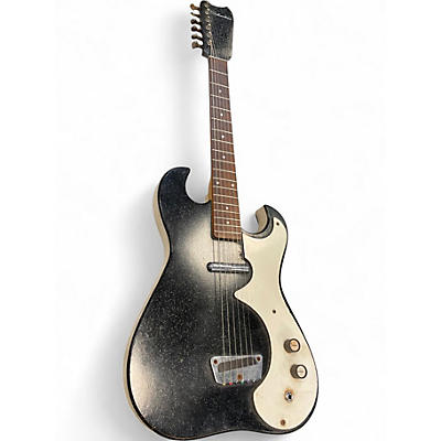 Vintage 1960s Silvertone 1448 Black Solid Body Electric Guitar