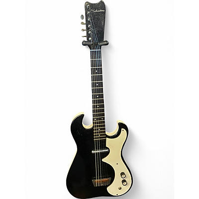 Vintage 1960s Silvertone 1448 Black Sparkle Solid Body Electric Guitar