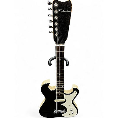 Vintage 1960s Silvertone 1448 Black and White Solid Body Electric Guitar