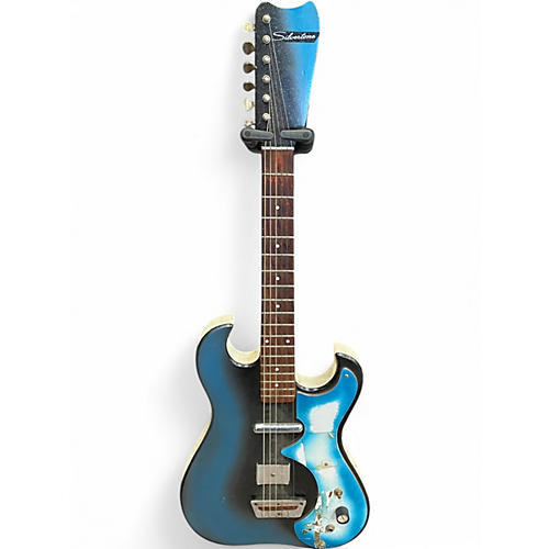 Vintage 1960s Silvertone 1448 Model W/ amp Refinished Custom Blue Solid Body Electric Guitar Refinished Custom Blue