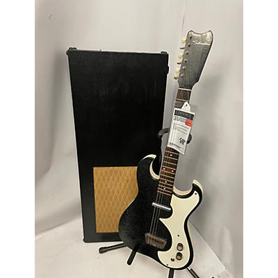 Silvertone Vintage 1960s Silvertone 1448 W/ Amp In Case Black Solid Body Electric Guitar