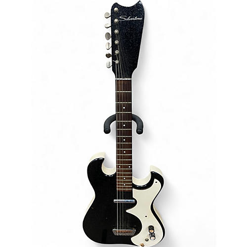 Vintage 1960s Silvertone 1448 and amp case black sparkle Solid Body Electric Guitar black sparkle