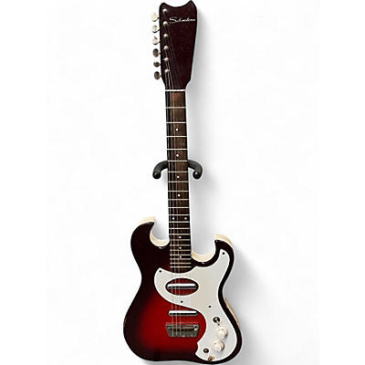 Vintage 1960s Silvertone 1457 Amp In Case Red Solid Body Electric Guitar