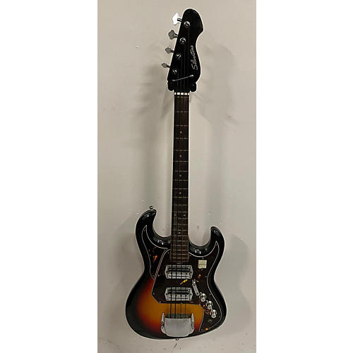 Silvertone Vintage 1960s Silvertone 1490 3 Tone Sunburst Electric Bass Guitar 3 Tone Sunburst