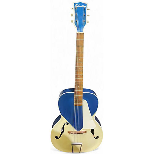 Vintage 1960s Silvertone Kentucky Blue Archtop Blue Acoustic Guitar Blue