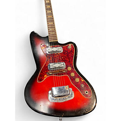 Vintage 1960s Silvertone Silhouette 3 Color Sunburst Solid Body Electric Guitar