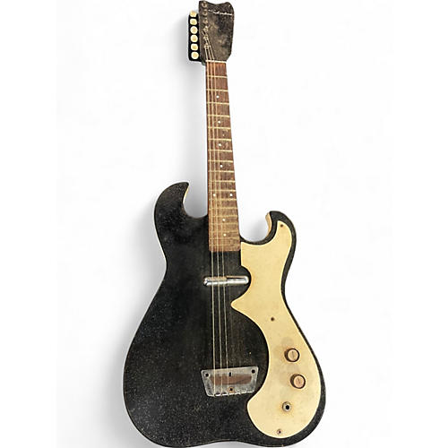 Vintage 1960s Silvertone St Style Black and White Solid Body Electric Guitar Black and White
