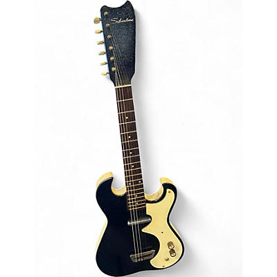 Vintage 1960s Silvertone St Style Black and White Solid Body Electric Guitar