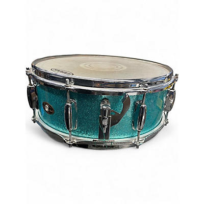 Vintage 1960s Slingerland 14in Soundking Aqua Sparkle Drum