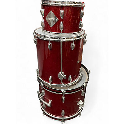 Vintage 1960s Slingerland 3 Piece Bop Red Sparkle Drum Kit