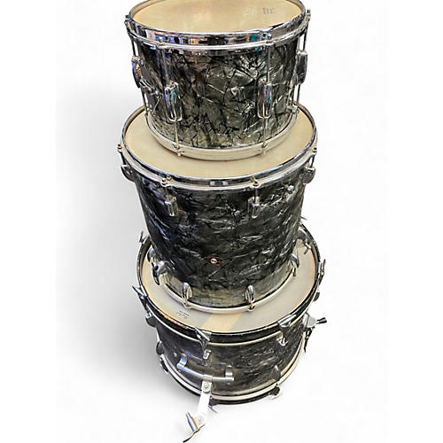 Vintage 1960s Slingerland 3 Piece Sound King Black diamond pearl Drum Kit Black diamond pearl