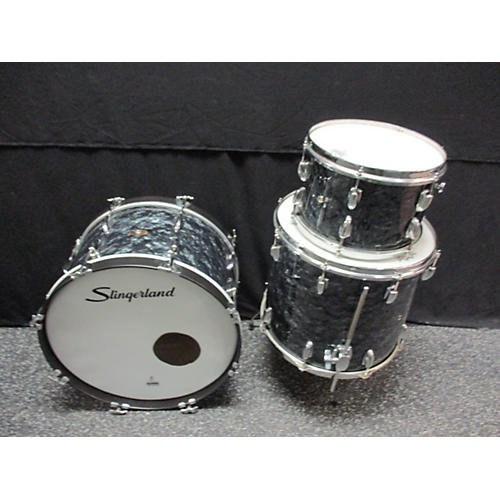 Vintage 1960s Slingerland 3 piece Sound King BLACK DIAMOND PEARL Drum Kit BLACK DIAMOND PEARL