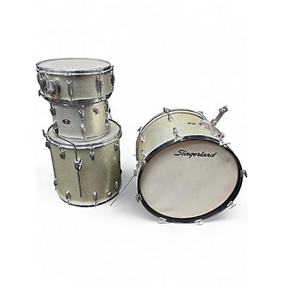 Vintage 1960s Slingerland 4 Piece Shell Pack Silver Sparkle Drum Kit
