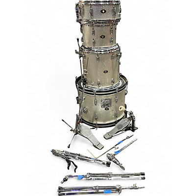 Vintage 1960s Slingerland 4 Piece Sound King Silver Sparkle Drum Kit