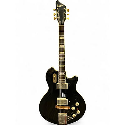 Vintage 1960s Supro Coronado II Black Resoglass Solid Body Electric Guitar