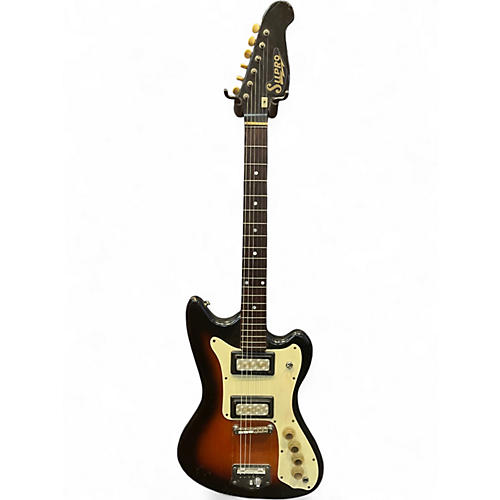 Vintage 1960s Supro Normandy S612 2 Tone Sunburst Solid Body Electric Guitar 2 Tone Sunburst