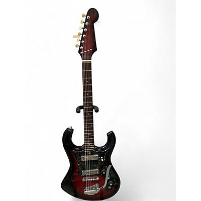 Vintage 1960s Tiesco BISON Metallic Candy Red Burst Solid Body Electric Guitar