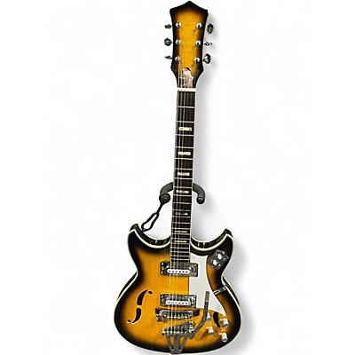 Vintage 1960s Tiesco Imperial 2 Color Sunburst Hollow Body Electric Guitar