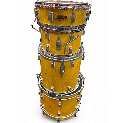 Vintage 1960s Trixon 4 Piece Luxus Yellow Sparkle Drum Kit