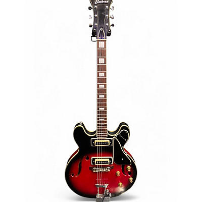 Vintage 1960s Univox Coily Red Burst Hollow Body Electric Guitar