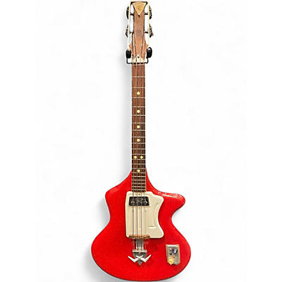 Vintage 1960s Wandre Spatial Fiesta Red Sparkle Electric Bass Guitar