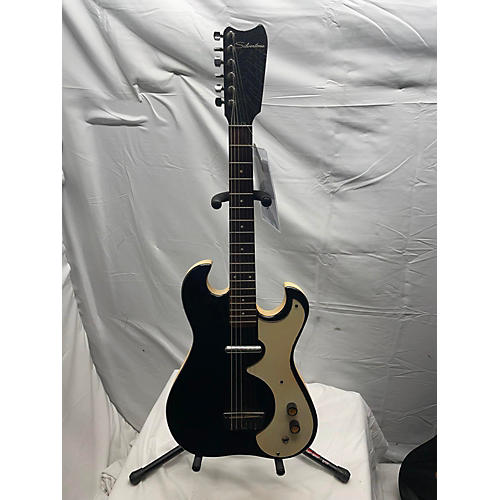 Silvertone Vintage 1962 Silvertone 1448 SINGLE PICKUP Black And White Solid Body Electric Guitar Black and White