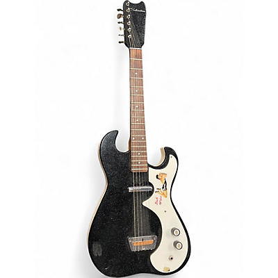 Vintage 1963 Silvertone 1448 Guitar and Amplifier Black and White Solid Body Electric Guitar