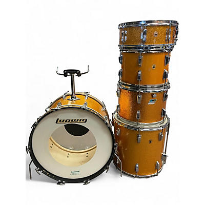 Vintage 1965 Ludwig 5 Piece Hollywood Shell Pack Orange Sparkle Drum Kit