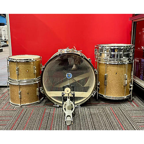 Ludwig Vintage 1965 Ludwig 5 piece 5pc Kit Gold Sparkle W/Chrome Snare Gold Sparkle Drum Kit Gold Sparkle