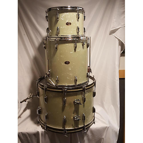 Slingerland Vintage 1966 Slingerland 3 piece Gene Krupa Deluxe WHITE MARINE PEARL Drum Kit WHITE MARINE PEARL