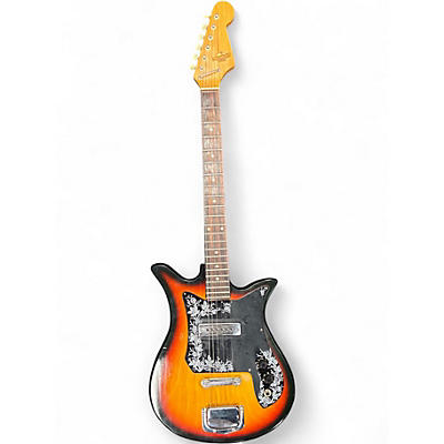 Vintage 1967 Teisco TULIP E-110 2 Tone Sunburst Solid Body Electric Guitar