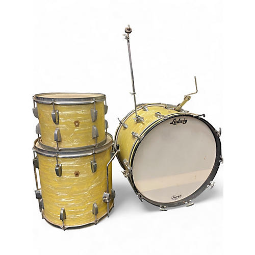 Vintage 1968 Ludwig 3 Piece Classic Outfit Vintage White Marine Pearl Drum Kit Vintage White Marine Pearl