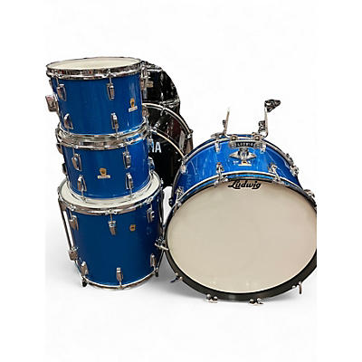 Vintage 1968 Ludwig 4 Piece HOLLYWOOD BLUE SPARKLE Drum Kit