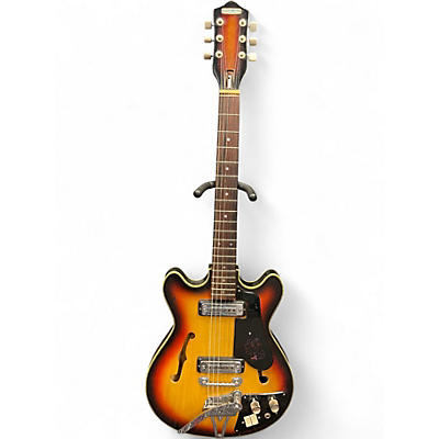 Vintage 1968 Silvertone 1418 3 Color Sunburst Hollow Body Electric Guitar