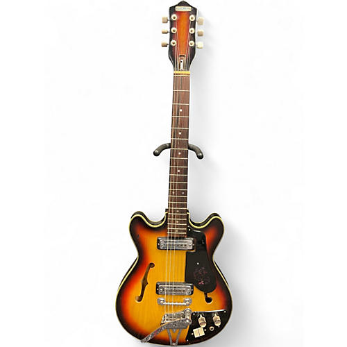 Vintage 1968 Silvertone 1418 3 Color Sunburst Hollow Body Electric Guitar 3 Color Sunburst