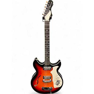 Vintage 1969 Harmony Rebel H82 3 Color Sunburst Hollow Body Electric Guitar